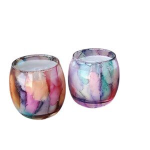 Verde Scents Colorful Glass Candles - Set Of 2-